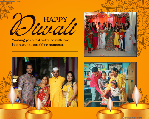 Happy Diwali Multi Photo Frame – Create Custom Collage with Name & Wishes